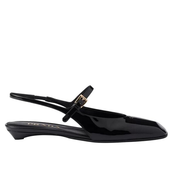 PRADA Modellerie Square Toe Mary Jane Leather Slingback Flat Sandals Shoes - Picture 3 of 16
